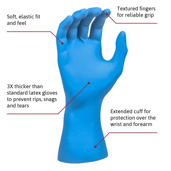SafeGrip X-Large NonSterile Latex Exam Gloves with Extended Cuff * Blue, Chemo Tested - Image 3