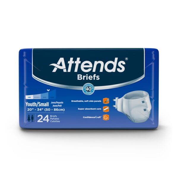 Attends Unisex Youth Incontinence Brief Small - Heavy Absorbency, DD10 - Image 3