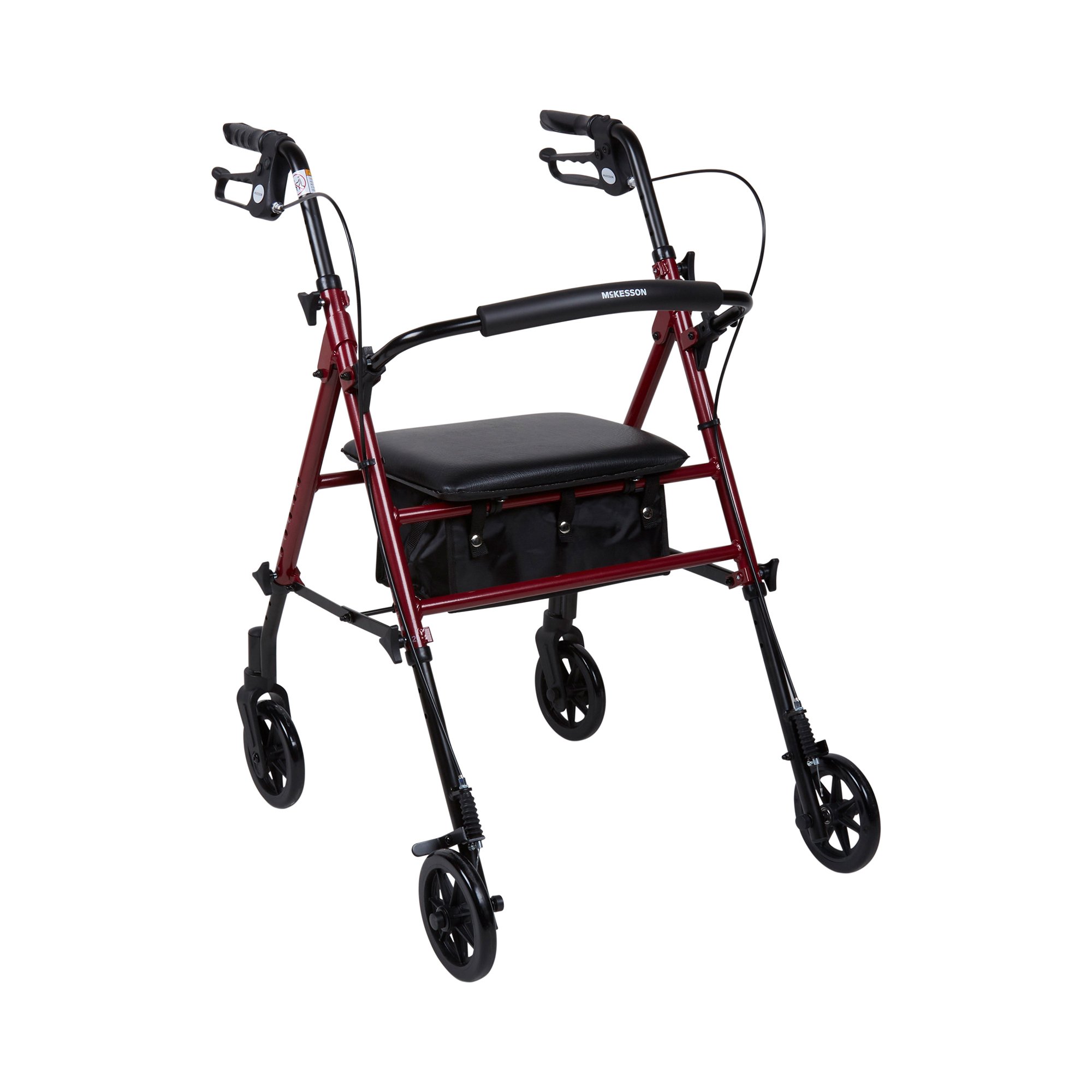McKesson 4 Wheel Rollator with Adjustable Height and Folding Aluminum Frame - Red, Part Number 146-RTL10261RD