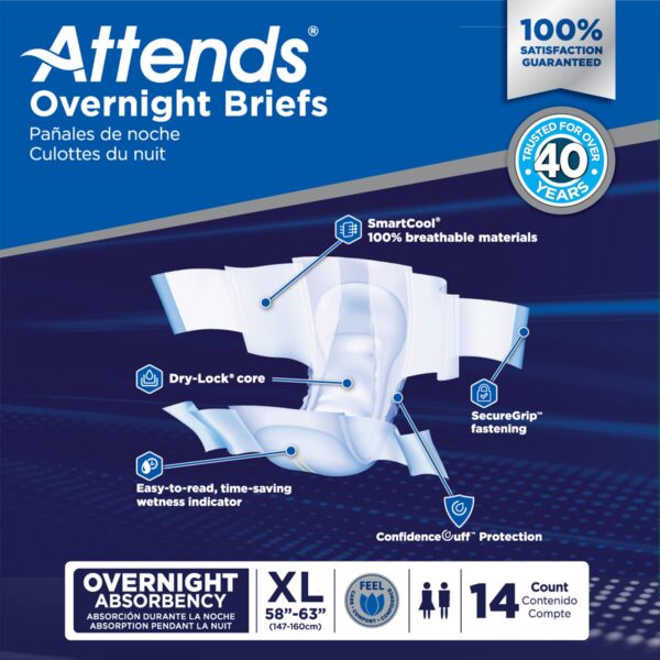 Attends Unisex Adult Overnight Incontinence Brief X-Large - Heavy Absorbency, DDEW40 - Image 10