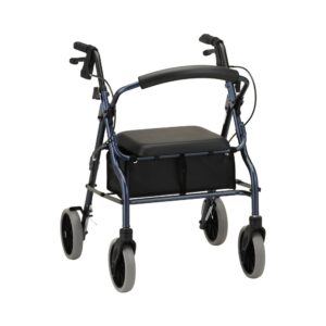 Zoom 20 Blue 4-Wheel Rollator with Adjustable Height and Folding Aluminum Frame