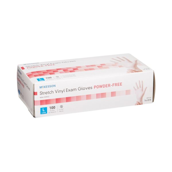 McKesson Large NonSterile Stretch Vinyl Exam Gloves with Standard Cuff * Ivory - Image 6