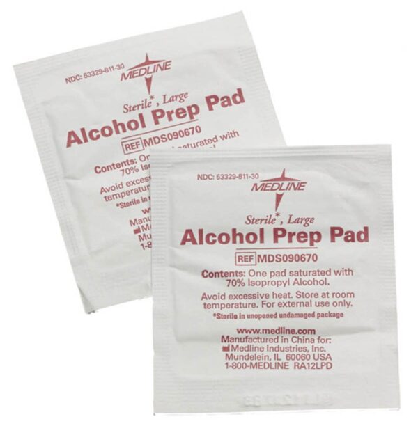 Medline MDS090670 Alcohol Prep Pad with 70% Isopropyl Alcohol, Large Sterile Packets