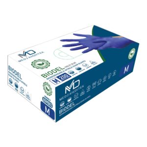 BioDel BDMD03 Medium Nitrile Exam Gloves with Textured Fingertips - Violet Blue, Chemo & Fentanyl Tested