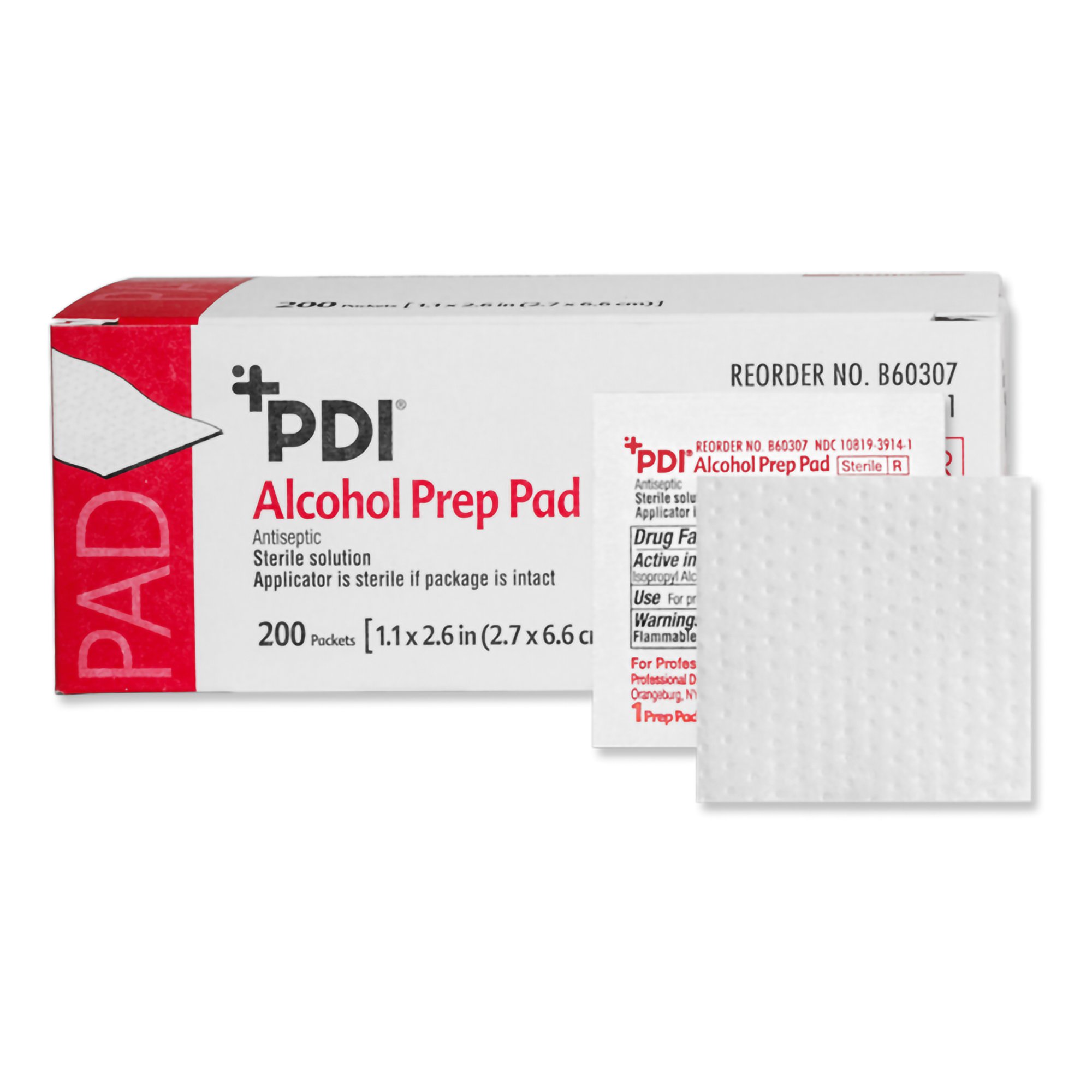 PDI Alcohol Prep Pads with 70% Isopropyl Alcohol - Medium Sterile Packets (100 Count)