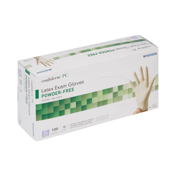 McKesson Confiderm X-Large Non-sterile Latex Exam Gloves * Fully Textured Ivory, Standard Cuff - Image 5