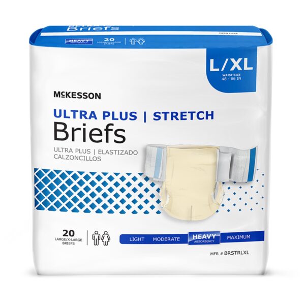 McKesson Ultra Plus Stretch Unisex Adult Incontinence Brief - Large / X-Large, Heavy Absorbency