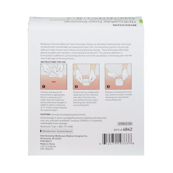 McKesson Foam Dressing 3 x 3 Inch with Border Film Backing and Silicone Gel Adhesive, Sterile - Image 10