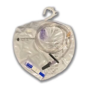 Greystone Medical GMDBU2000 Urinary Drain Bag with Anti-Reflux Valve, 2000 mL Capacity