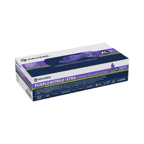 Halyard Purple Nitrile-Xtra X-Large Exam Gloves with Extended Cuff and Textured Fingertips - Part Number 50604 - Image 4