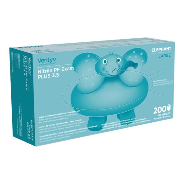 Ventyv Plus 3.5 Elephant Large Nitrile Exam Glove, Chemo Tested, Textured Fingertips