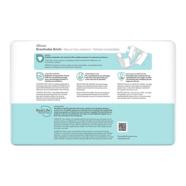 Tranquility Essential Medium Unisex Incontinence Brief with Moderate Absorbency - Part No. 2965-100 - Image 3