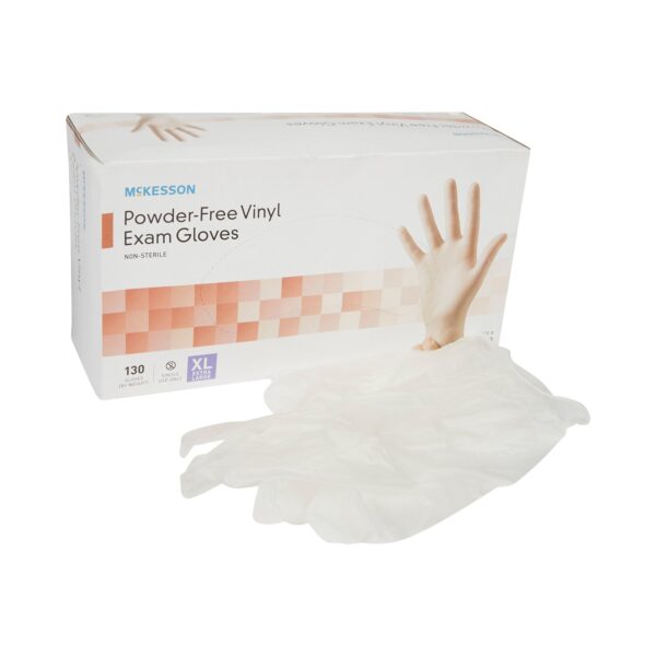 McKesson X-Large Powder-Free Vinyl Exam Gloves - Clear, Standard Cuff, Non-Sterile