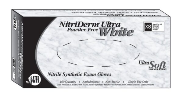 Exam Glove NitriDerm Ultra White Large NonSterile Nitrile Gloves by Brand 167300