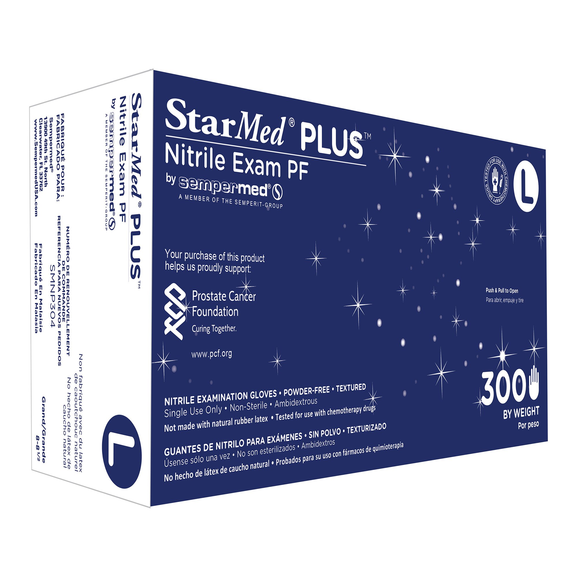 StarMed Plus Large Blue Nitrile Exam Gloves - Chemotherapy and Fentanyl Tested