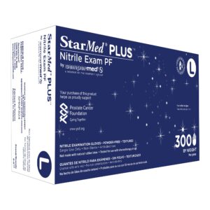 StarMed Plus Large Blue Nitrile Exam Gloves - Chemotherapy and Fentanyl Tested, Textured Fingertips, Powder-Free, USP 800 Compliant