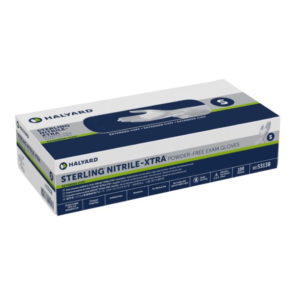 Sterling-XTRA Small Nitrile Exam Gloves with Extended Cuff * Gray, Textured Fingertips, Chemo Tested - Image 2