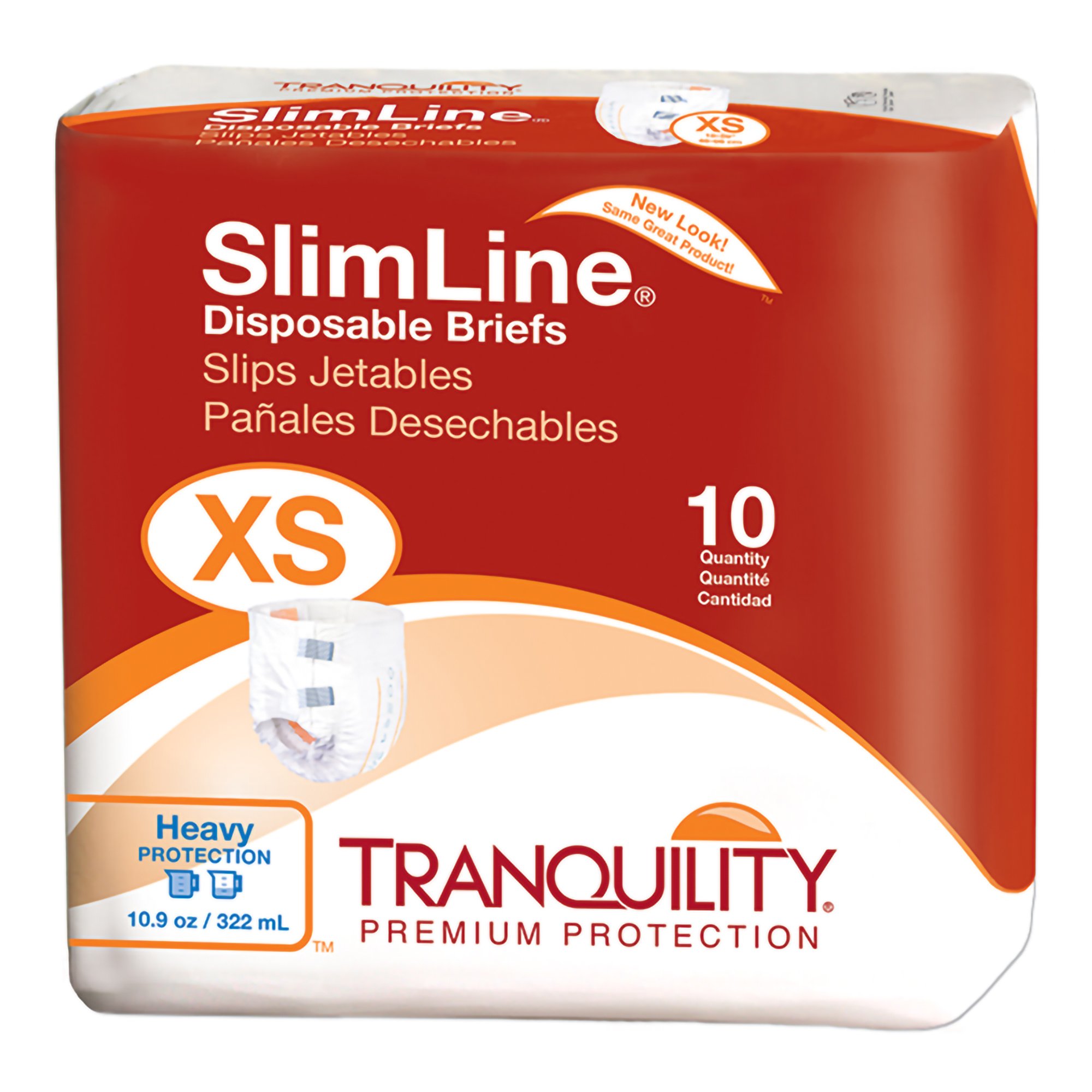 Tranquility Slimline Unisex Adult Incontinence Brief - Heavy Absorbency, X-Small (Part No. 2166, SKU 417011_BG)