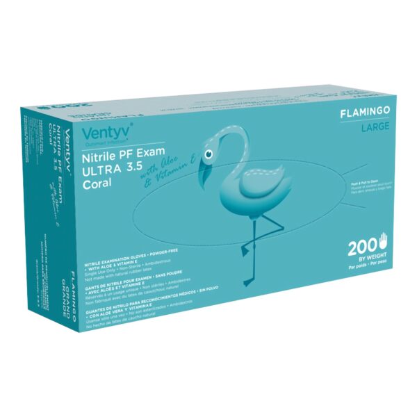 Ventyv Ultra 3.5 Exam Glove Large Nitrile with Textured Fingertips and Standard Cuff - Coral (FLAMINGO) by Ventyv