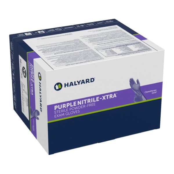 Halyard Purple Nitrile-Xtra Exam Gloves, X-Small, 12-Inch Extended Cuff with Textured Fingertips - Part Number 14259 - Image 2