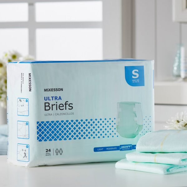 McKesson Ultra Small Unisex Adult Incontinence Brief Part Number BRULSM - Heavy Absorbency, Disposable, 22-36 Inch Waist - Image 8