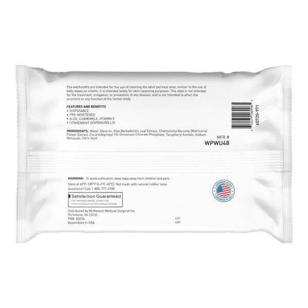McKesson Soft Pack Unscented Personal Cleansing Wipes - 48 Count, Part WPWU48 - Image 2