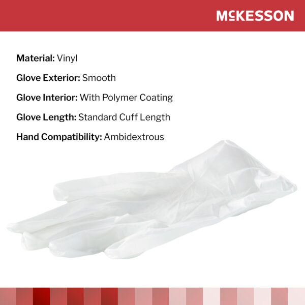 McKesson Exam Glove Medium Non-Sterile Vinyl with Standard Cuff * Clear, Smooth Finish - Image 3
