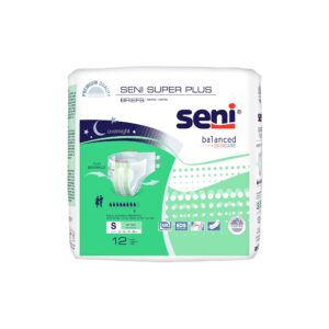 Seni Super Plus Small Unisex Adult Incontinence Brief with Heavy Absorbency - Part No. S-SM12-BP1