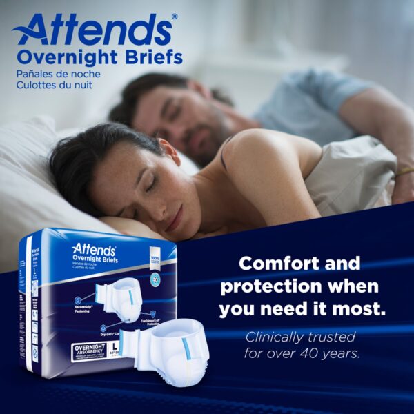 Attends Unisex Adult Overnight Incontinence Brief Large - Heavy Absorbency, Size 44-58 Inches Waist - Image 10