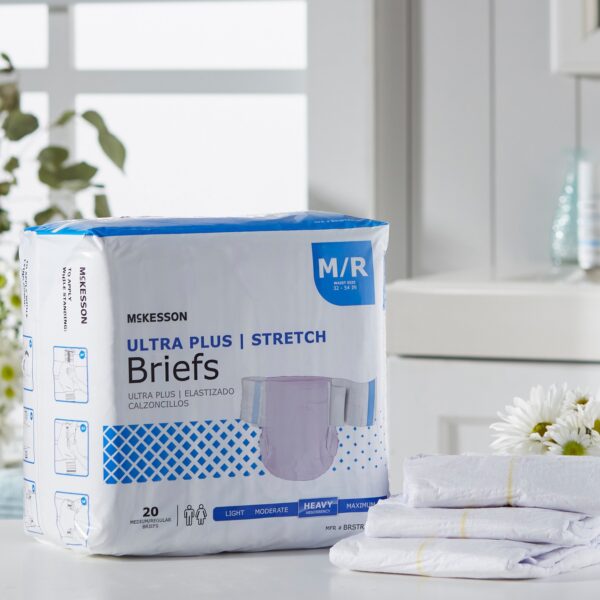 McKesson Ultra Plus Stretch Medium Disposable Incontinence Brief (Part No. BRSTRMR) - Image 8