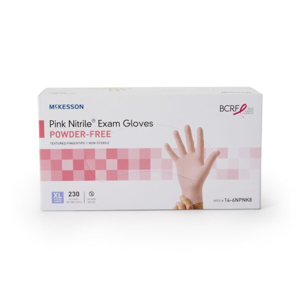 McKesson Pink Nitrile Exam Gloves, Extra Large, Non-Sterile, Standard Cuff, Textured Fingertips - Image 5