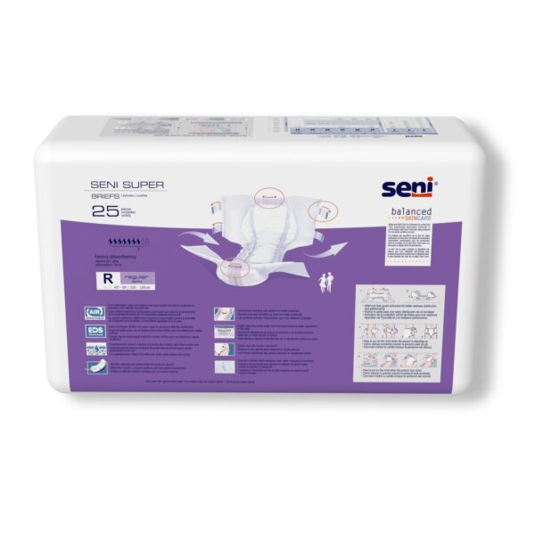 Seni Super Regular Unisex Adult Incontinence Brief with Heavy Absorbency - Part Number S-RE25-BS1 - Image 4