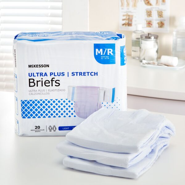 McKesson Ultra Plus Stretch Medium Disposable Heavy Absorbency Incontinence Brief - Unisex Adult - Image 10