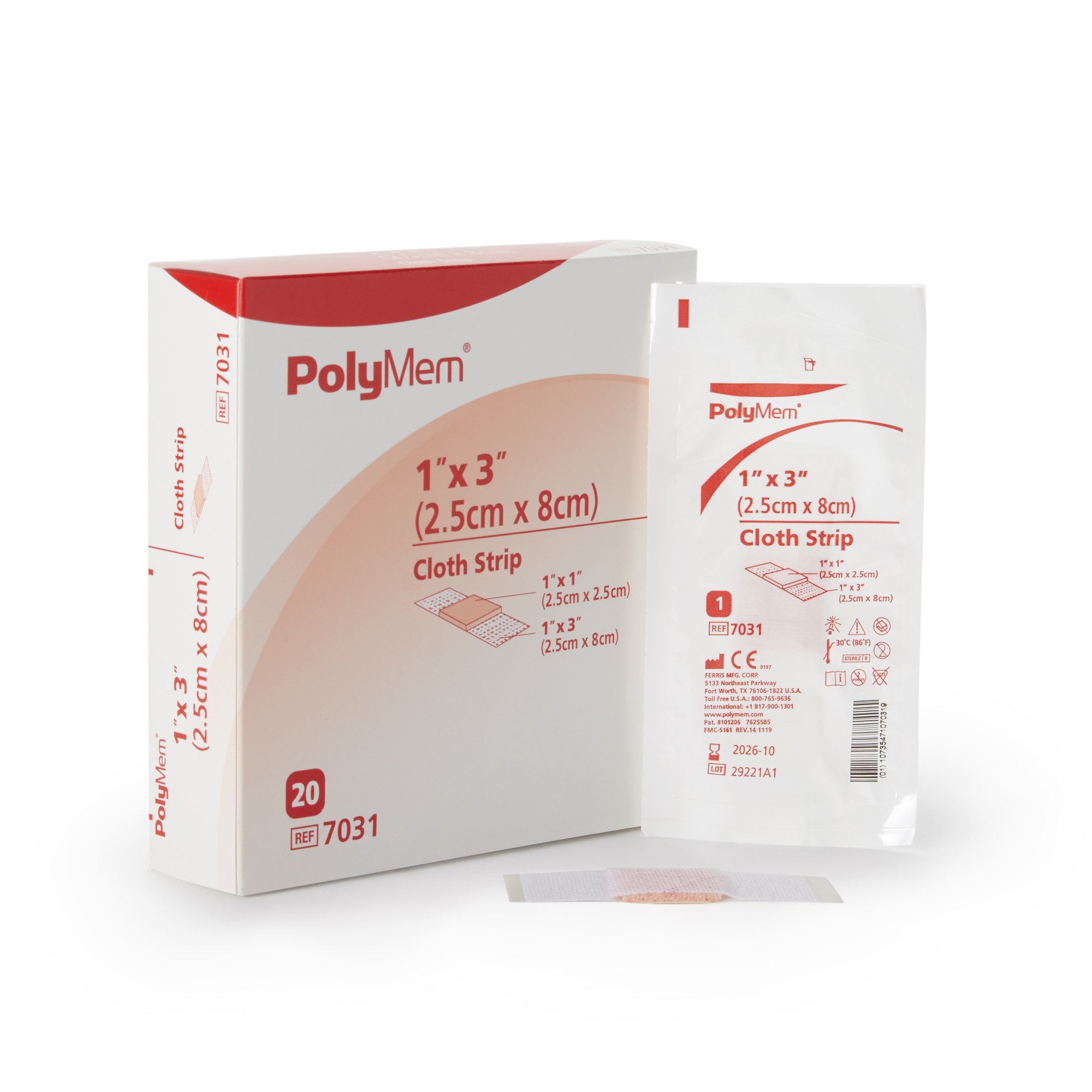 PolyMem Adhesive Strip 1 x 3 Inch - Sterile, Breathable, Nonadherent Pad by PolyMem