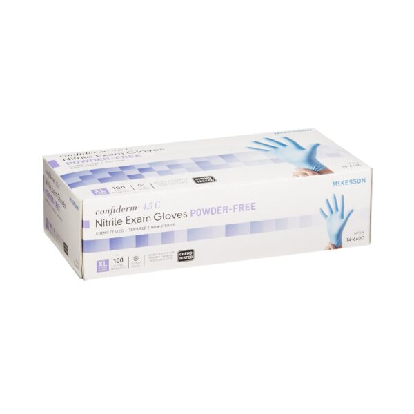 McKesson Confiderm 4.5C X-Large Nitrile Exam Gloves with Beaded Cuffs and Textured Fingertips - Image 7