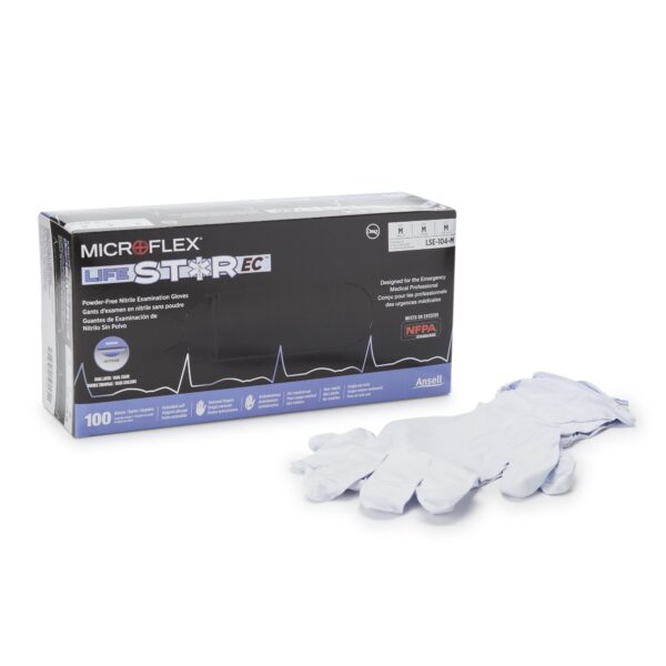 LifeStar EC Medium NonSterile Nitrile Examination Glove with Extended Cuff and Textured Fingertips * Fentanyl Tested