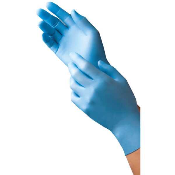 9252-35 Nitrile Exam Gloves by BrandName - Extra Large, Blue, Textured Fingertips, Non-Sterile