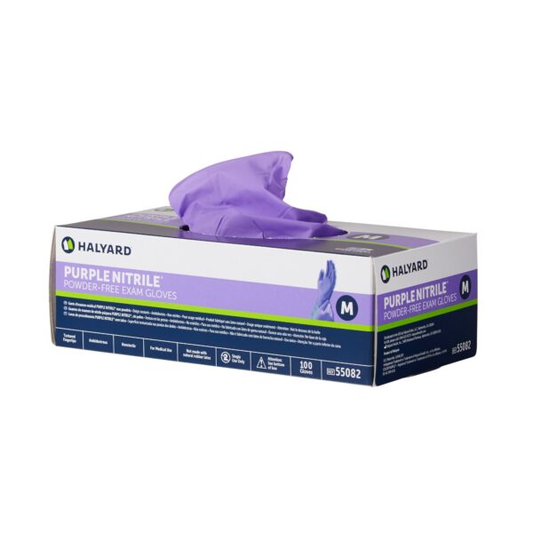 Medline Purple Nitrile Exam Gloves - Medium, Textured Fingertips, 9.5 Inches, Chemo Tested - Image 2