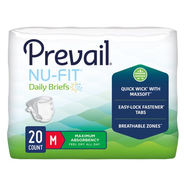 Prevail Nu-Fit Medium Disposable Heavy Absorbency Unisex Adult Incontinence Brief (Part Number NU-012/2)