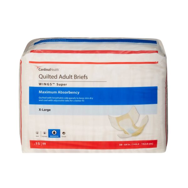Unisex Adult Incontinence Brief Wings by Super Quilted, Part No. 87085 - Heavy Absorbency, X-Large