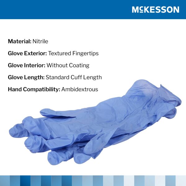 McKesson Confiderm 3.5C X-Small Nitrile Exam Gloves - Chemotherapy Tested, Textured Fingertips, Blue - Image 3