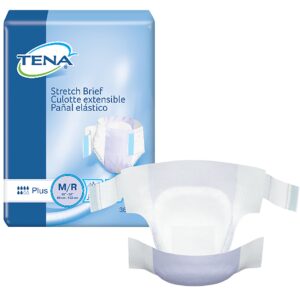 TENA Stretch Plus Medium Unisex Adult Incontinence Brief - Moderate Absorbency, Comfortable Fit