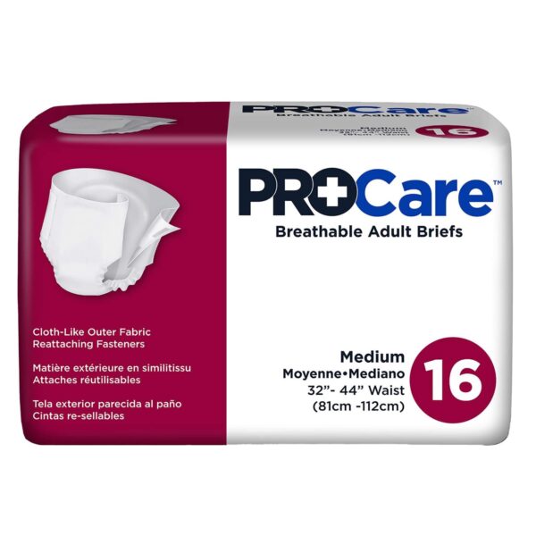 ProCare Unisex Adult Incontinence Brief Medium - Heavy Absorbency, Breathable & Discreet Fit - Image 2