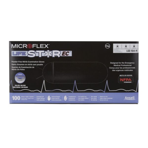 LifeStar EC Medium NonSterile Nitrile Examination Glove with Extended Cuff and Textured Fingertips * Fentanyl Tested - Image 2
