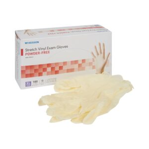 McKesson X-Large Non-Sterile Stretch Vinyl Exam Gloves - Ivory, Standard Cuff, Smooth Finish