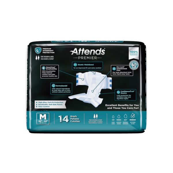 Attends Premier Medium Unisex Adult Incontinence Brief - Heavy Absorbency, 20 Pack - Image 4