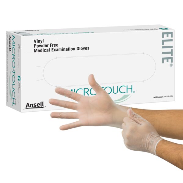Micro-Touch Elite Large Ivory Exam Gloves - NonSterile, Stretch Vinyl with Smooth Finish
