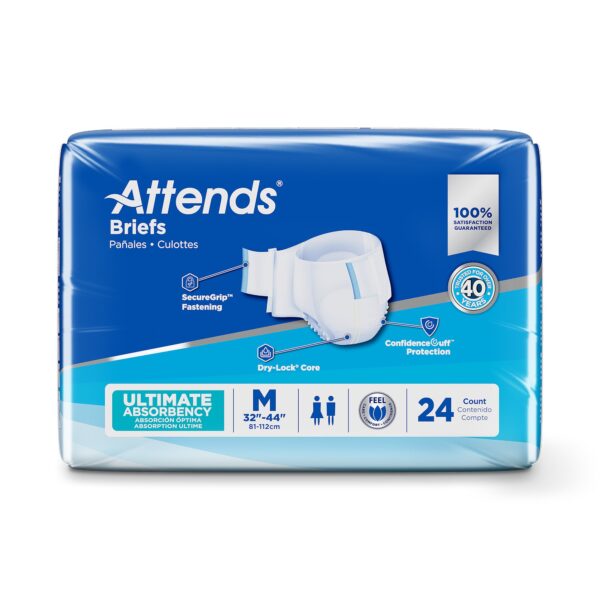 Attends Advanced Medium Unisex Adult Incontinence Brief with SecureGrip Fastening and Dry-Lock Core - Image 3