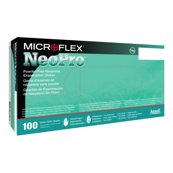 NeoPro NPG-888-M Green Chemotherapy-Grade Exam Gloves * Medium, Polychloroprene with Textured Fingertips