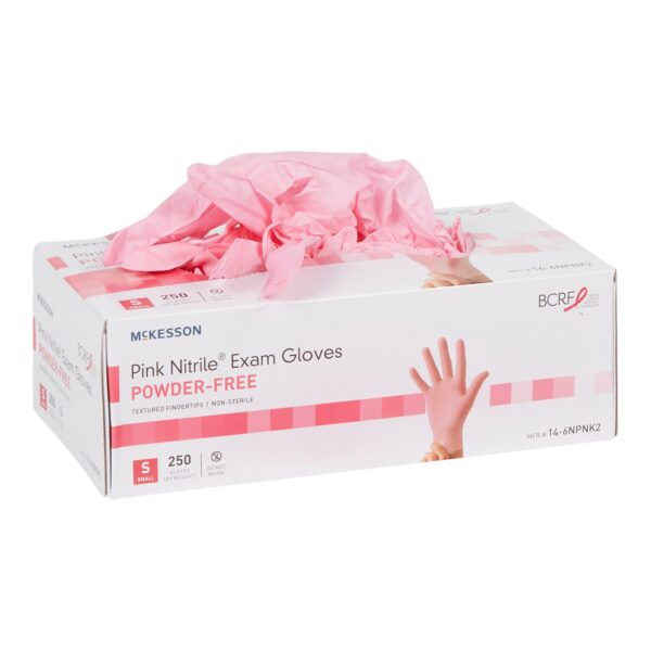 McKesson Pink Nitrile Exam Gloves - Small, Non-Sterile, Textured Fingertips, Standard Cuff Length - Image 5